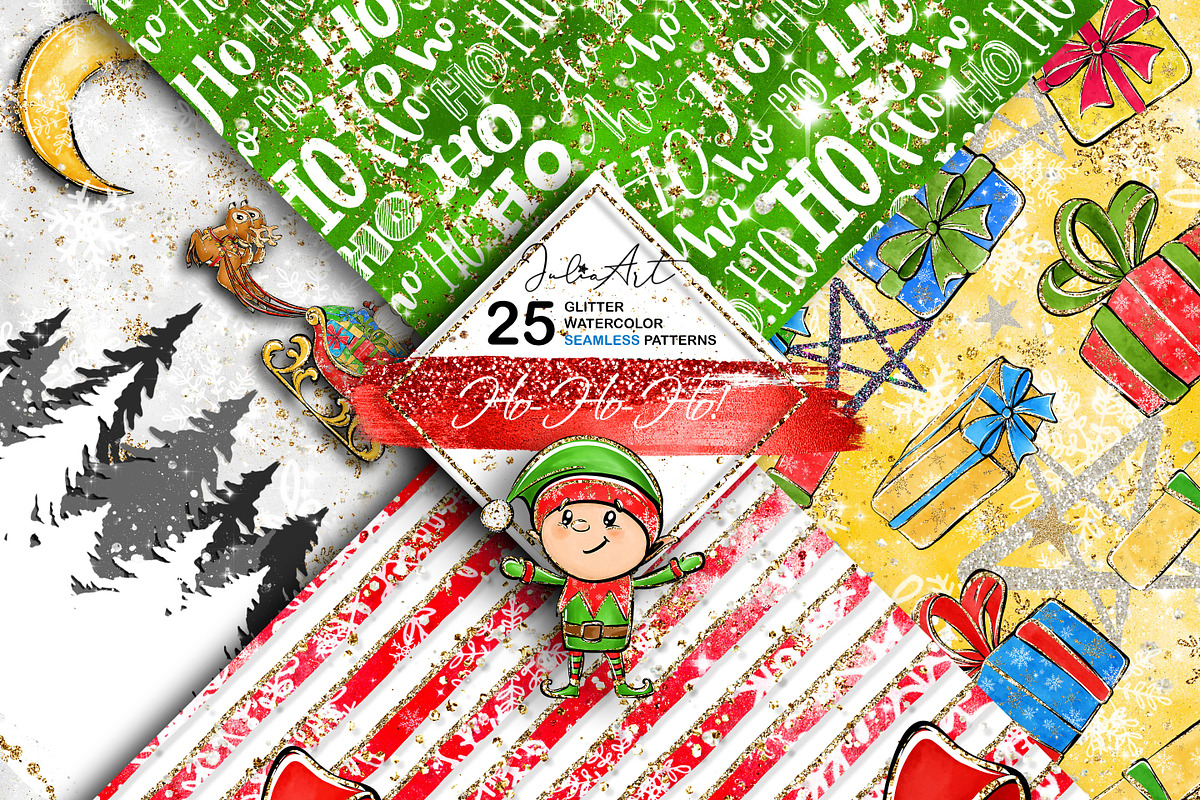 Ho-Ho-Ho christmas seamless patterns, a Pattern Graphic by JuliaStarArt-FantasyHome (Photo 3 of 12)