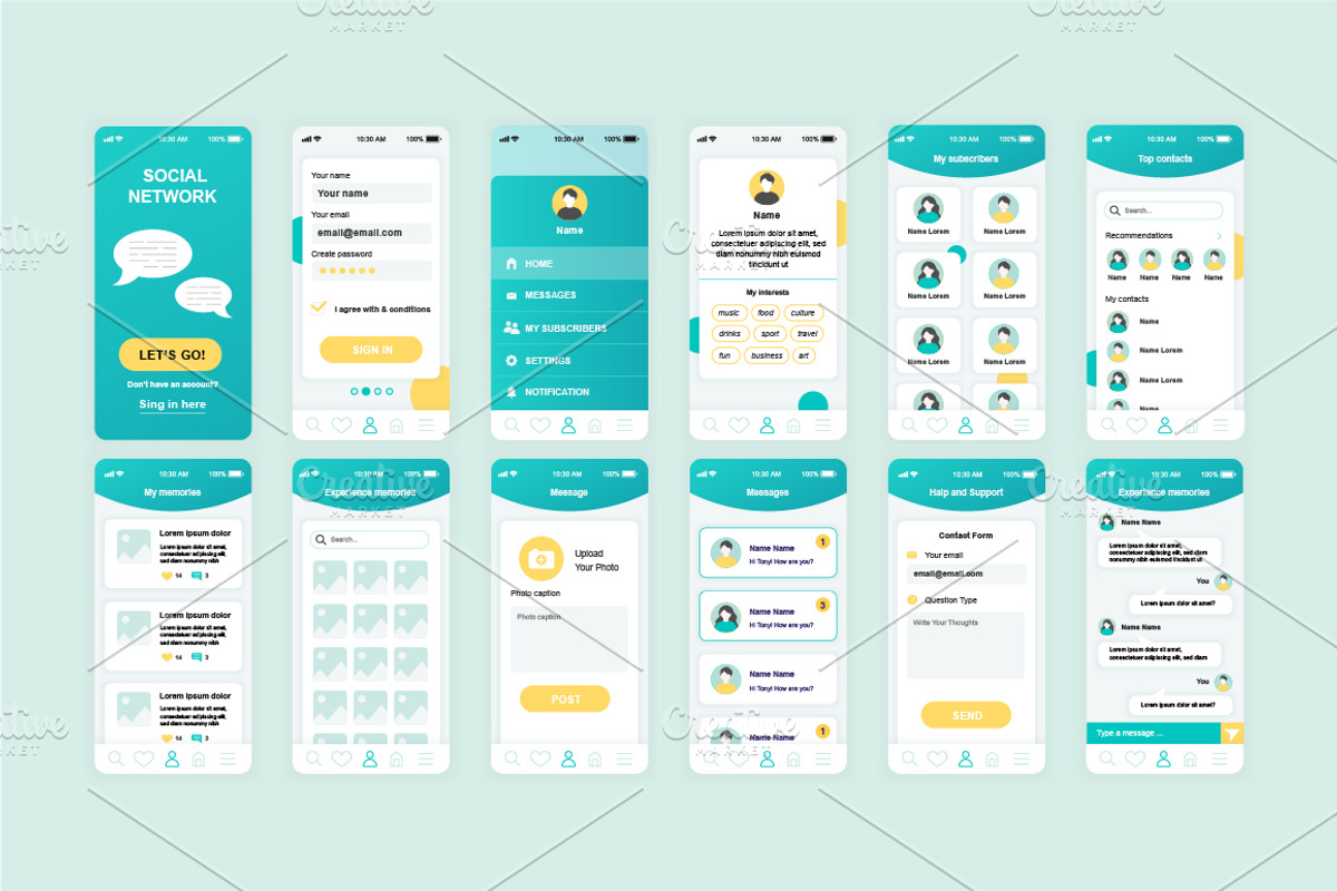 Mobile App UI Kit, a Templates & Theme by alexdndz (Photo 11 of 21)