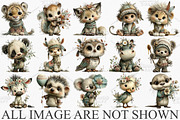 Whimsical Boho Baby Animals Clipart, an Illustration by Canvas Craft (Thumbnail 3 of 7)
