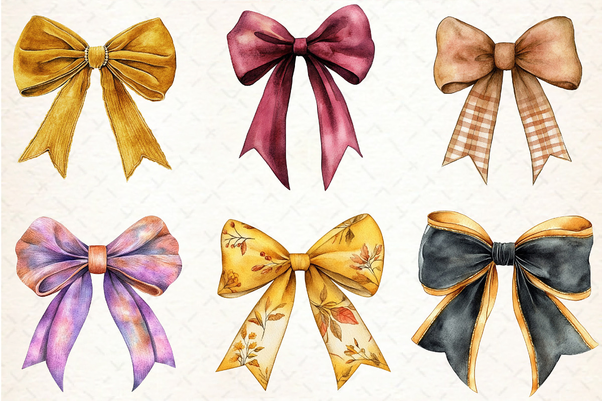 Autumn Coquette Bows Clipart, an Illustration by Libby Wishes (Photo 2 of 6)