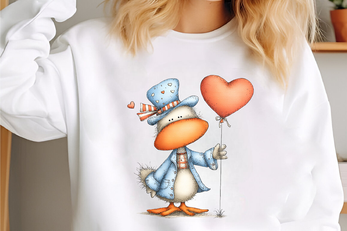 Whimsical Valentines Duck Clipart, an Illustration by designcity5 (Photo 3 of 5)