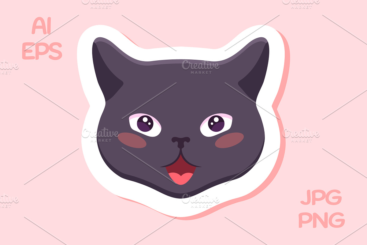 Gray Cat Emoji Stickers, an Animal Illustration by PsychocheArt (Photo 9 of 9)