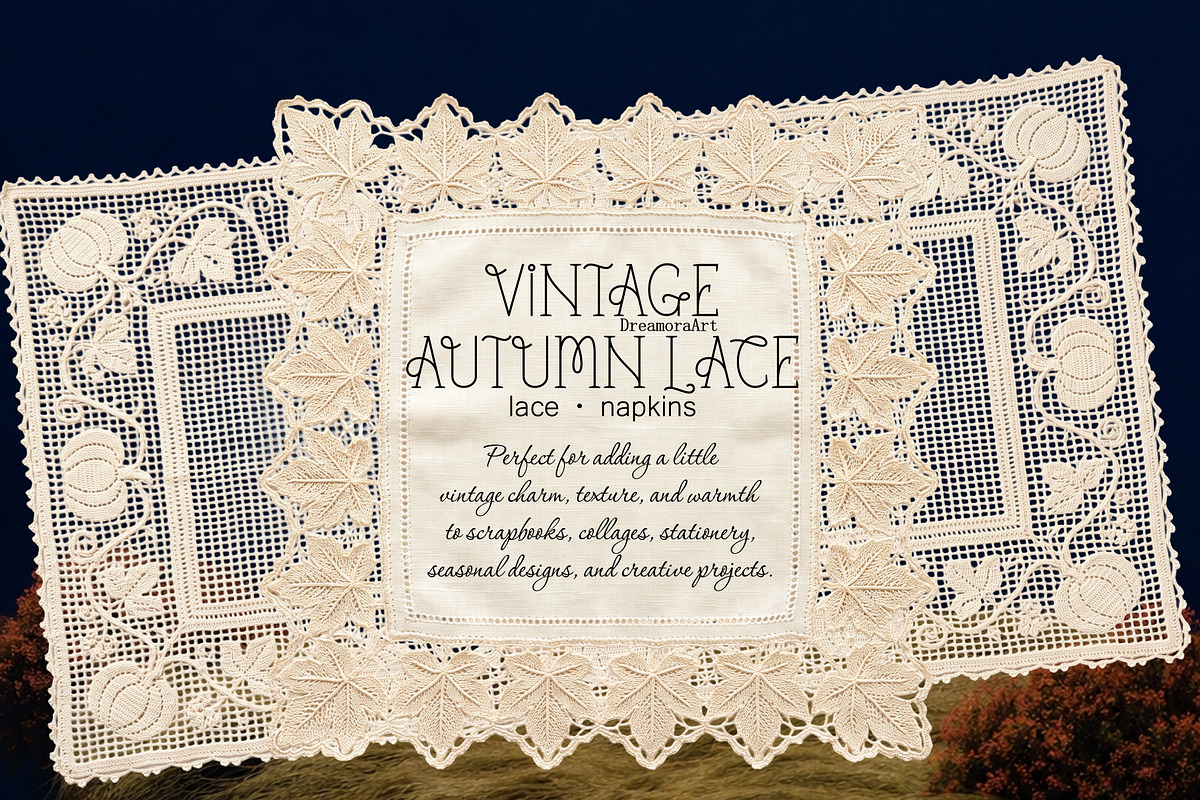 Vintage Autumn Lace Collection PNG, an Object Graphic by DreamoraArt (Photo 8 of 8)