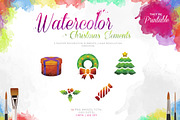 Watercolor Christmas Elements Pack, a Decorative Illustration by WonderShop (Thumbnail 1 of 4)