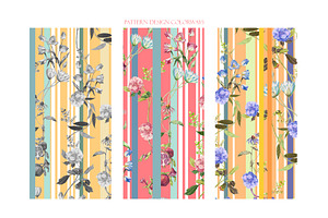 Floral Strips Seamless Pattern