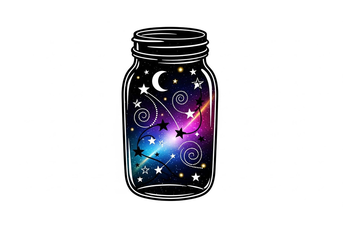 Cosmic Galaxy Jar Design Bundle, an Illustration by Creativeshirt (Photo 5 of 31)