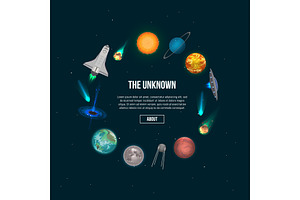 The Unknown Universe Banner With Cosmic Elements