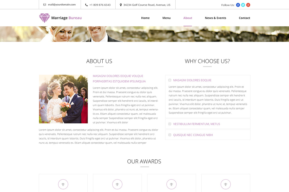 Marriage Bureau PSD Website Template, a Websites & App Template by WebbyTemplates (Photo 2 of 6)