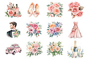 Pink Floral Wedding Clipart, an Illustration by Design Market (Thumbnail 2 of 4)