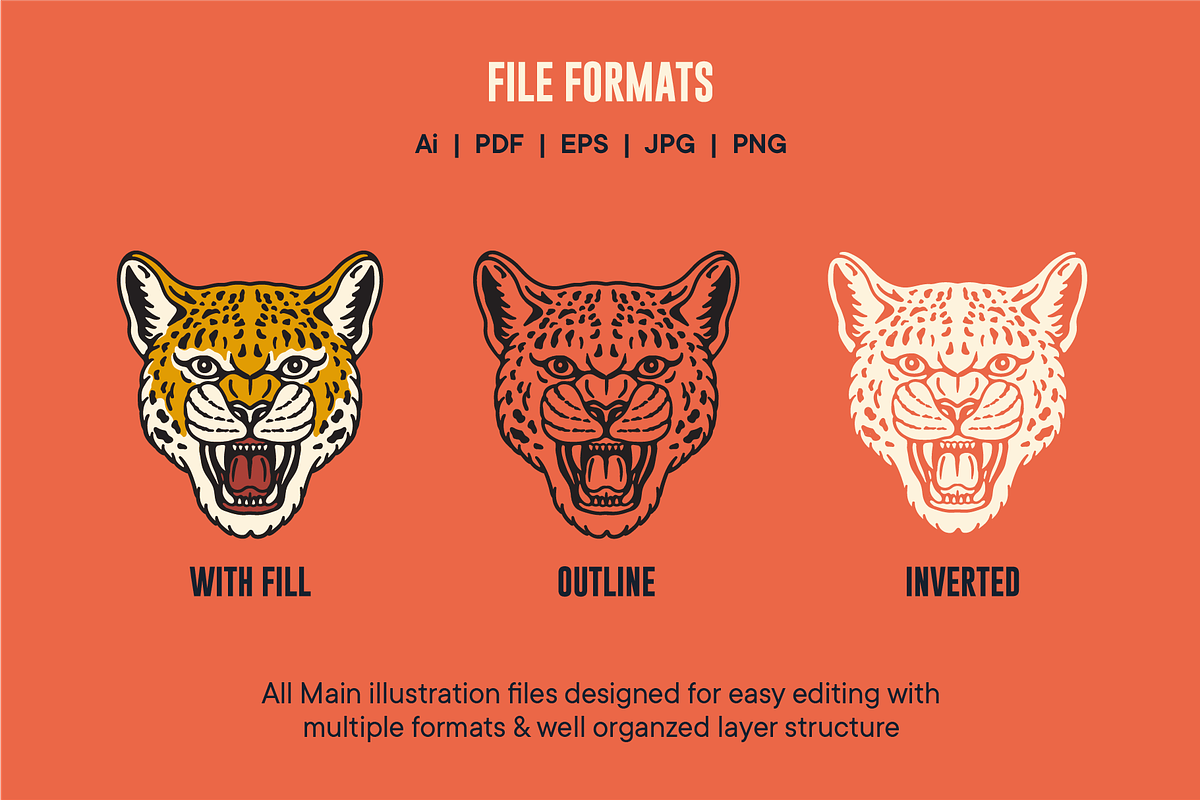 Vintage Cheetah Illustrations, an Animal Illustration by ARQAM Studio (Photo 4 of 9)