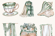 Watercolor Cozy Green Lifestyle, an Object Illustration by BusyDaydesign (Thumbnail 3 of 9)