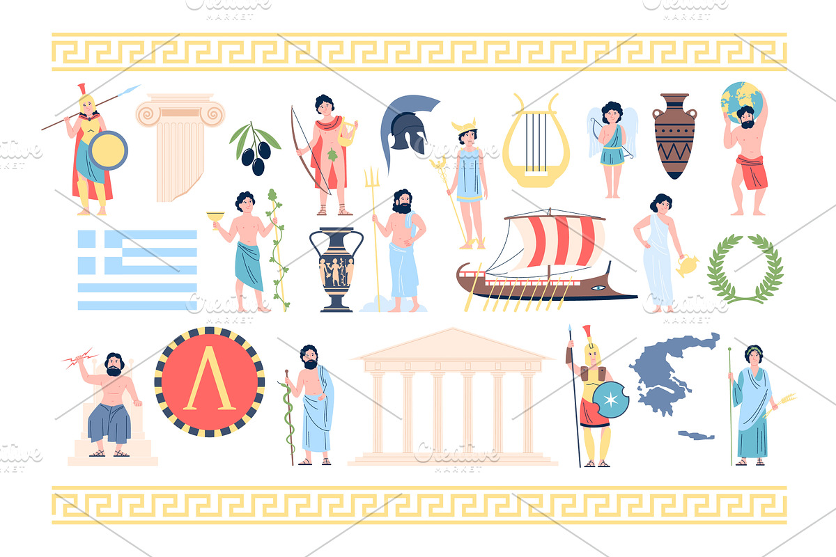 Flat greek elements. Landmarks of, a Graphic by LadadikArt