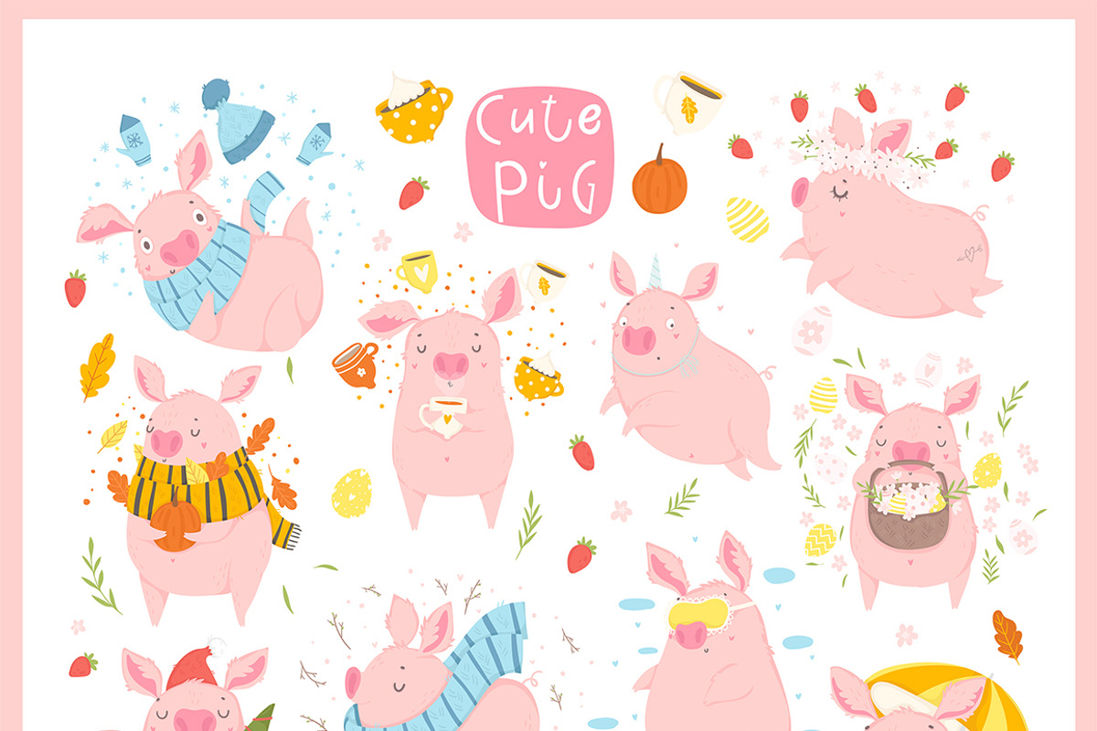 Funny pig - calendar 2019, a Seasonal Illustration by Artnis (Photo 2 of 12)
