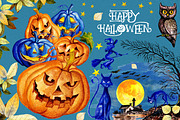 Watercolor Happy Halloween, a Seasonal Illustration by Graphobia (Thumbnail 1 of 3)