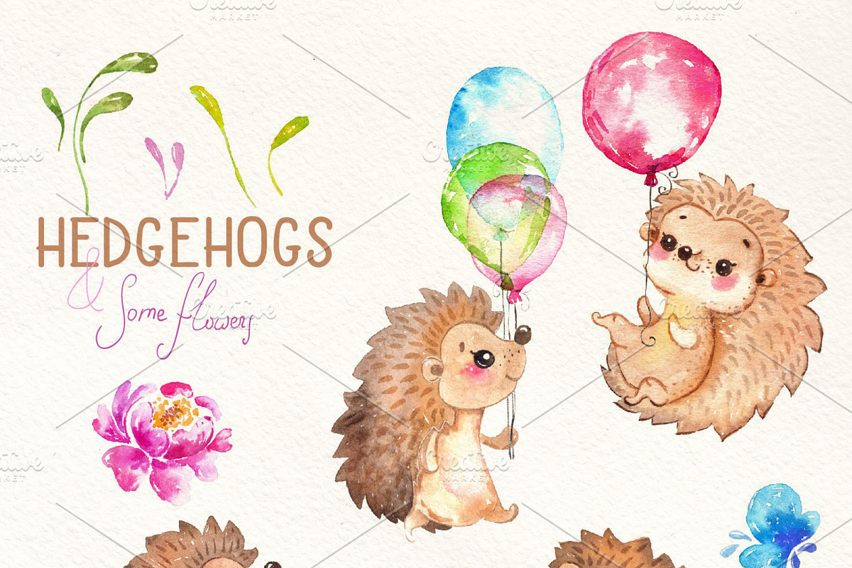 Hedgehogs,Watercolor cutie, an Animal Illustration by JaneLane (Photo 1 of 3)