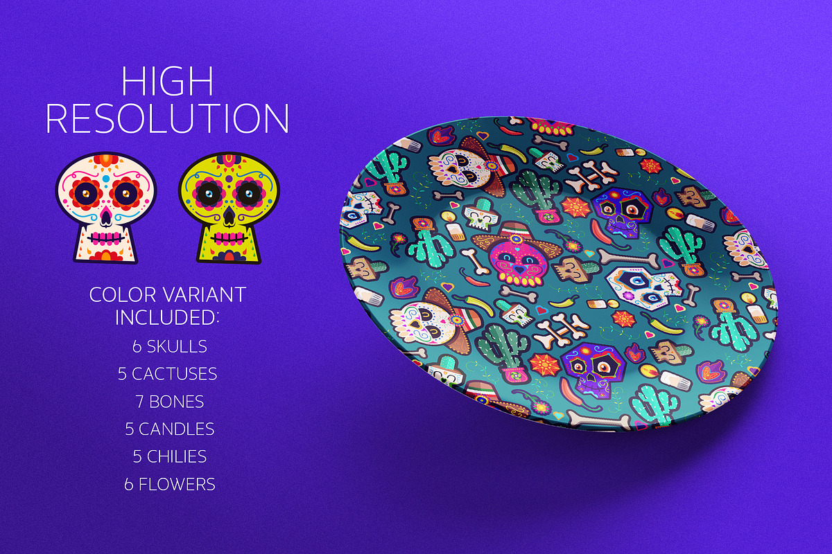 Day of The Dead pattern illustration, a Pattern Graphic by Visual Fear (Photo 6 of 9)
