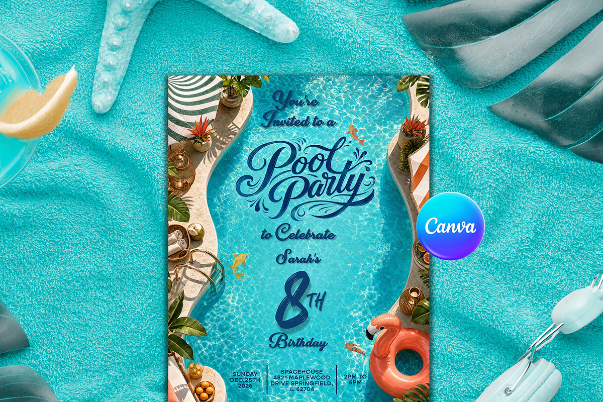 Pool Birthday Party Invitation, an Invitation Template by InvitingStorys (Photo 1 of 12)