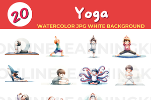 Yoga watercolor JPG white background, a Person Illustration by John_Walker