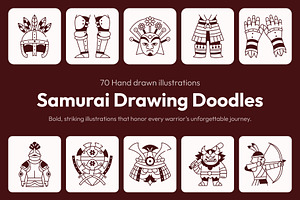 Samurai Drawing Art Set, a Person Illustration by Vectors Market