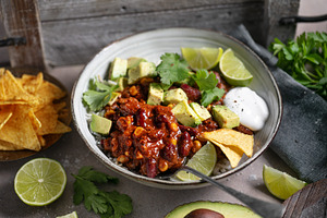 Vibrant and appetizing Mexican food, a Photo by Valeria Art