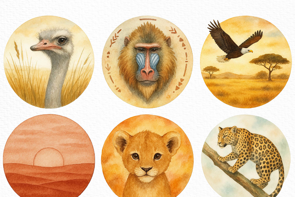 Safari Circles Clip Art, an Illustration by Craft Nest (Photo 3 of 6)