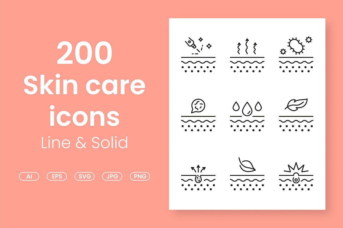 Skin Care Solid and Line Icons Set, a Solid Icon by Vector Creator (Photo 1 of 4)