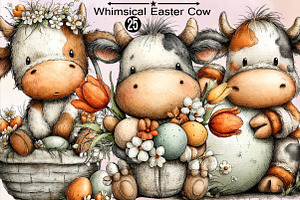 Whimsical Easter Cow Clipart Bundle, an Illustration by SVGArt
