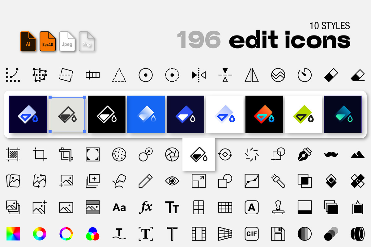 Edit icons set, an Outline Icon by karnofff (Photo 1 of 12)