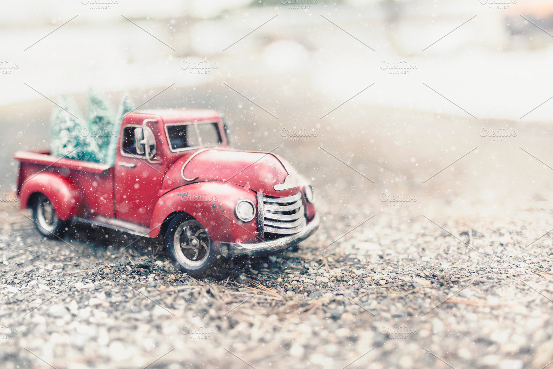 01 vintage red truck christmas tree stock photo containing antique and vintage, a Holiday Photo by Nancy Hebert Photography