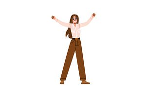 Happy businesswoman raising arms, a Person Illustration by pikepicture