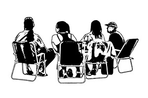 Isolated graphic in rear view of people sitting on beach chairs, a Person Illustration by DanFLCreativo