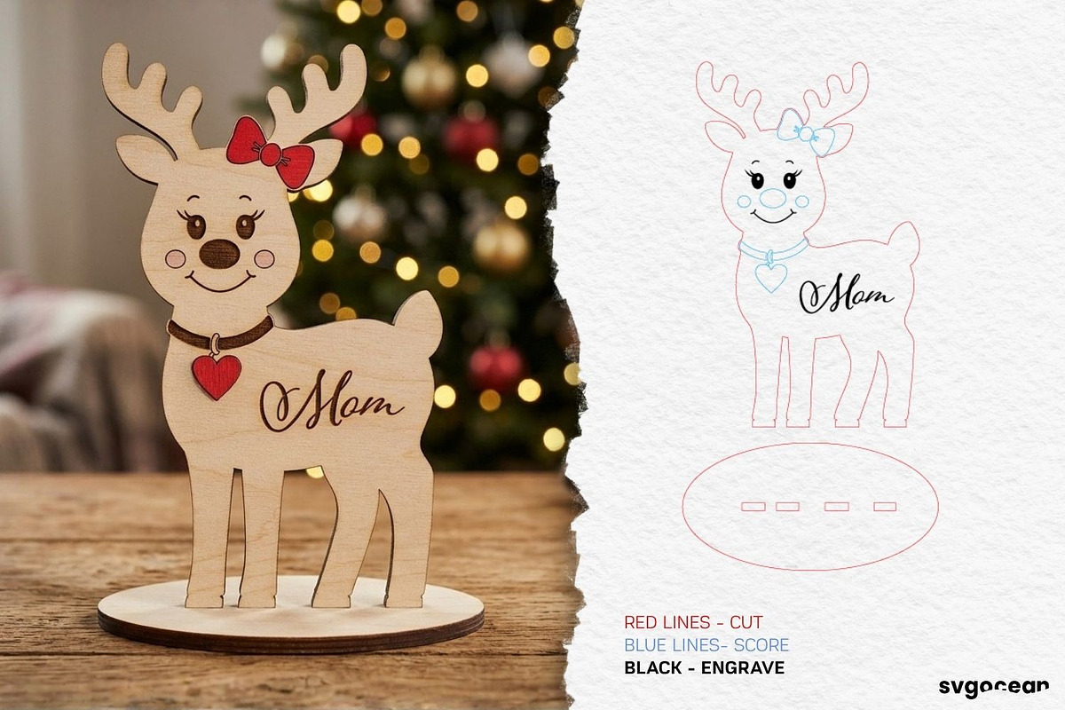 Christmas Reindeer Family SVG Bundle, a Decorative Illustration by svgocean (Photo 3 of 13)
