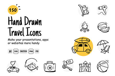 Hand Drawn Travel Icons, an Icon by Brickclay