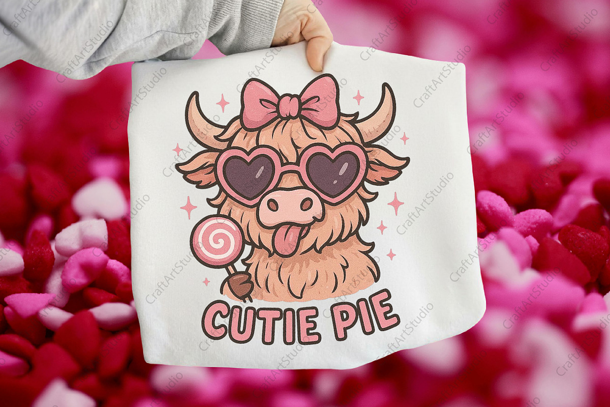 Valentine Highland Cow PNG, an Illustration by CraftArtStudio (Photo 1 of 4)