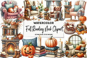 Fall Reading Nook Clipart, an Illustration by DreamArtGraphic
