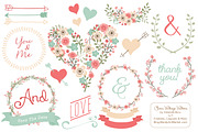 Vector Mint & Coral Vintage Flowers, an Illustration by Amanda Ilkov (Thumbnail 1 of 4)