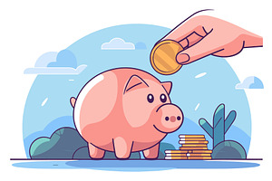 Money deposit piggy bank. Hand, a Graphic by LadadikArt