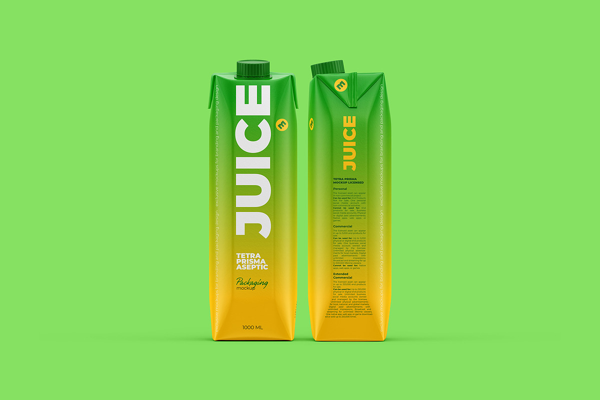 Juice Mockup Tetra Prisma 1000ml, a Packaging Mockup by easymock (Photo 7 of 10)