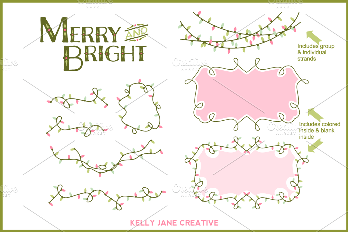 Pastel Christmas Lights- Vector, a Decorative Illustration by Kelly Jane Creative (Photo 4 of 4)
