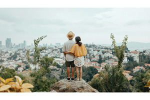 A couple stands on a hilltop, a Person Photo by Sergey Kotenev