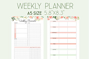 Weekly Planner A5 Inserts, a Stationery Template by EasyLifePlanners (Thumbnail 3 of 5)