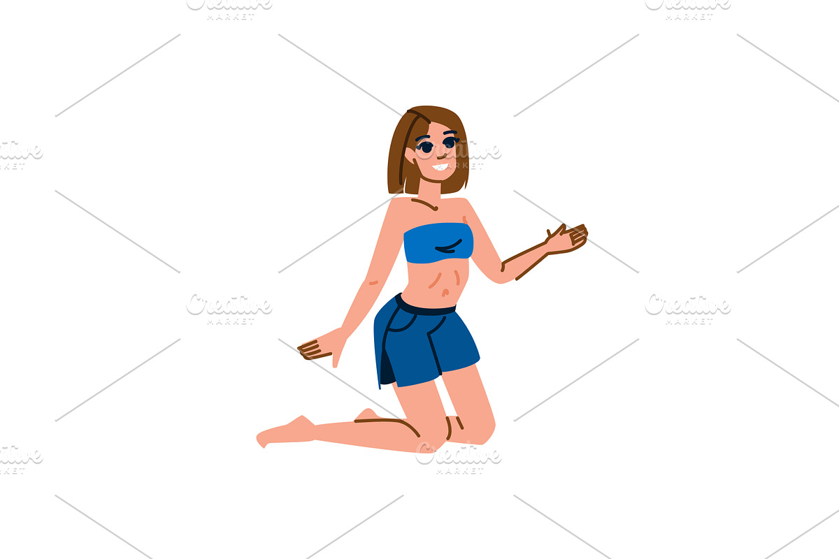 Young woman kneeling and gesturing, an Object Illustration by pikepicture