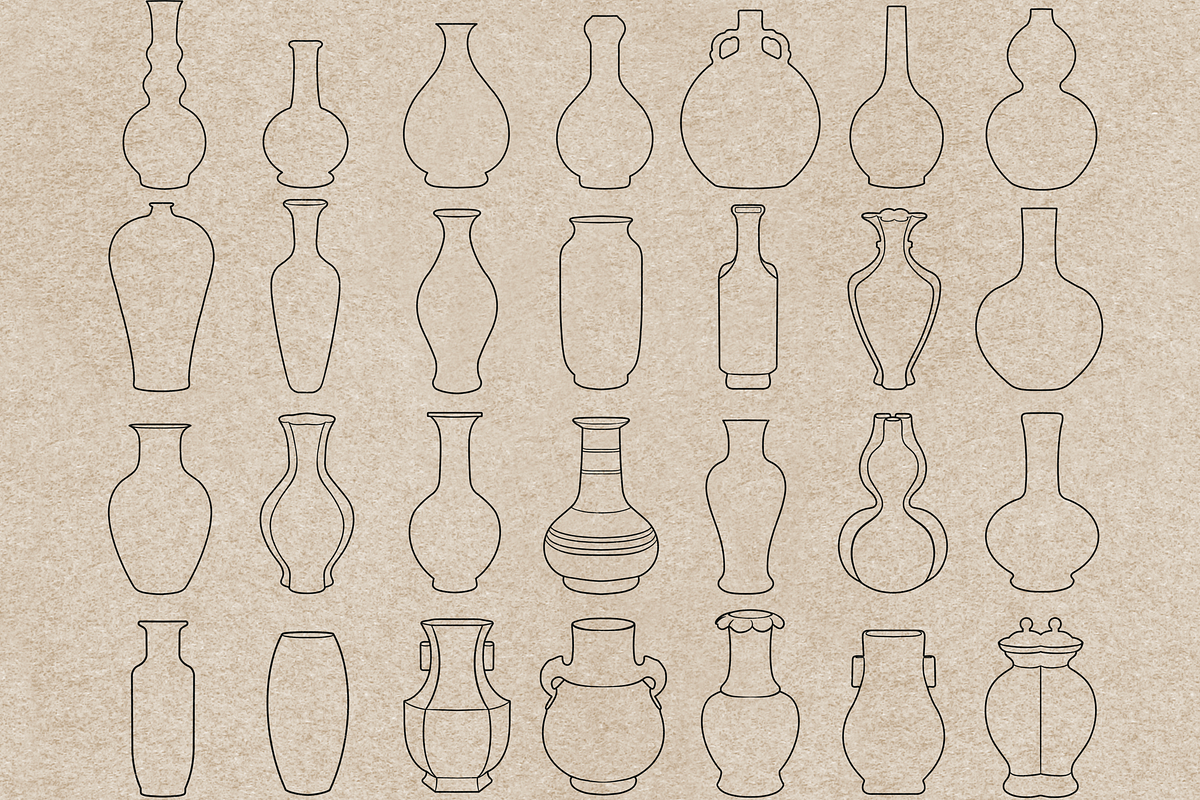 Vase stamps for Procreate, a Brush Add-On by TheWhiteCatLab (Photo 2 of 6)
