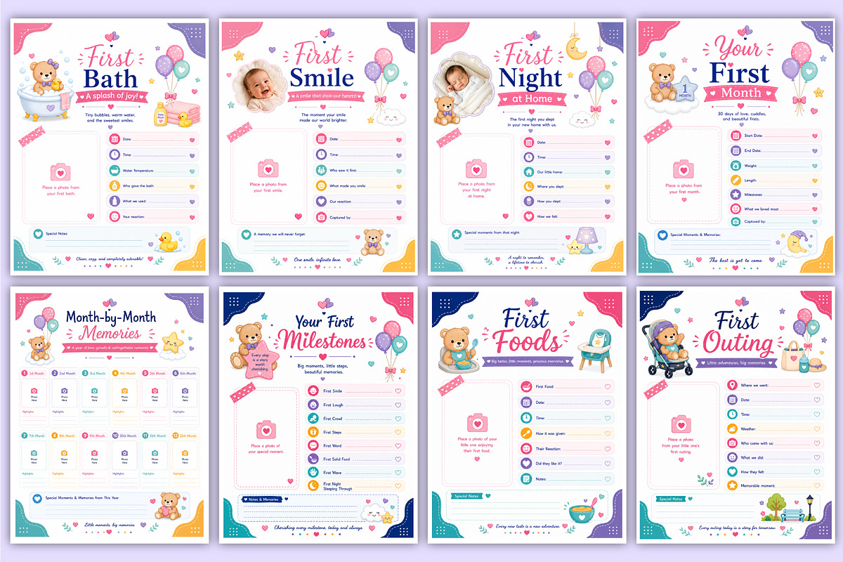 Baby Memory Book | First Year Baby, a Stationery Template by Mustafiz (Photo 4 of 5)