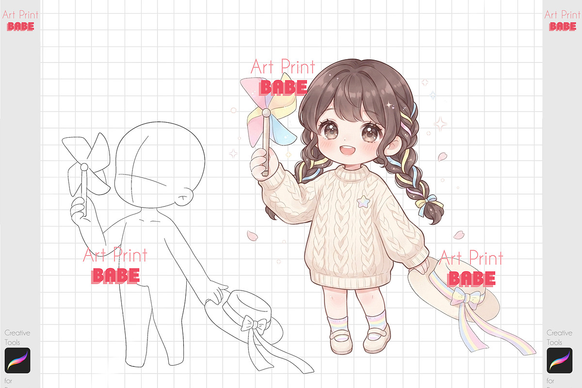 Procreate Chibi Stamp Cartoon Kawaii, a Brush Add-On by ArtPrintBabe (Photo 5 of 7)