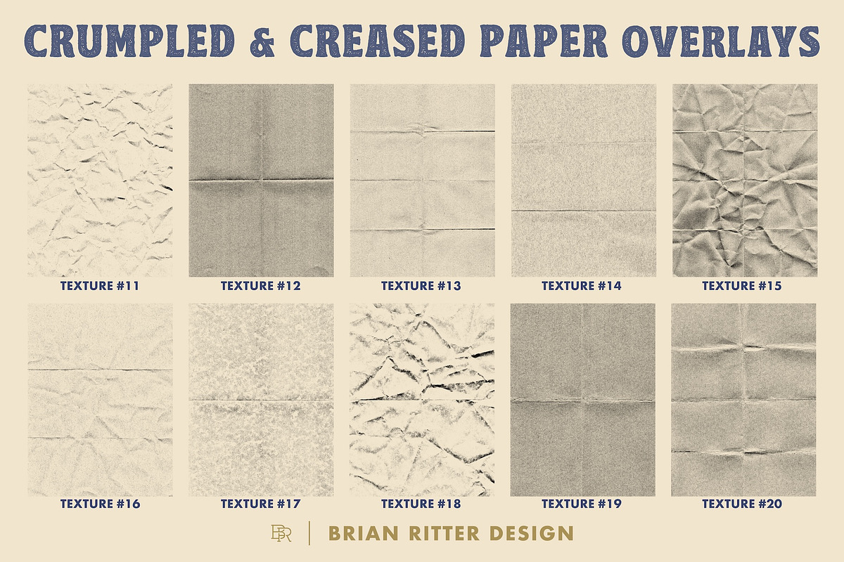 Crumpled & Creased Paper Overlays, a Texture Graphic by Brian Ritter Design (Photo 8 of 12)