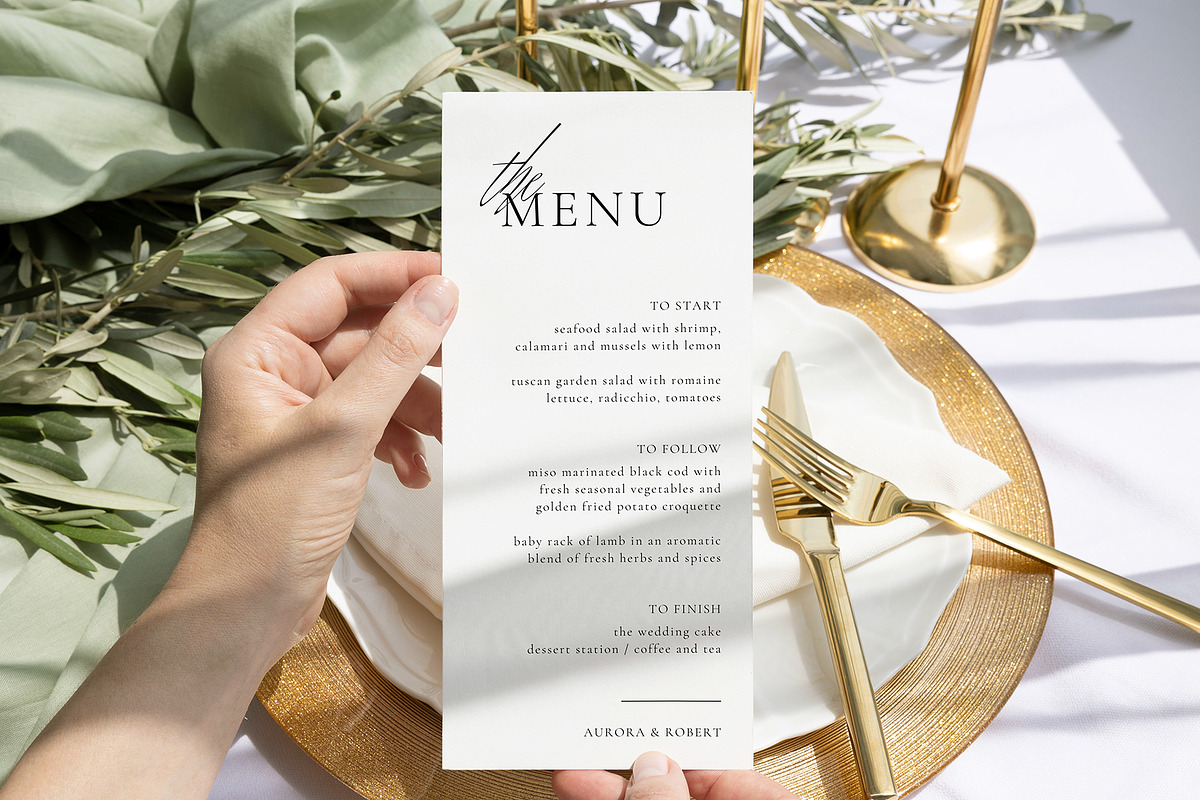 Card Mockup 4x9 Menu In Hand Olive, a Merchandise Mockup by PawMockups (Photo 5 of 9)