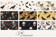 70 crows & skulls seamless pattern, a Pattern Graphic by Poppy Lane Studio (Thumbnail 4 of 10)