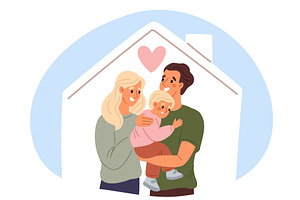 Loving family with young child in, a Person Illustration by Vectorbuum