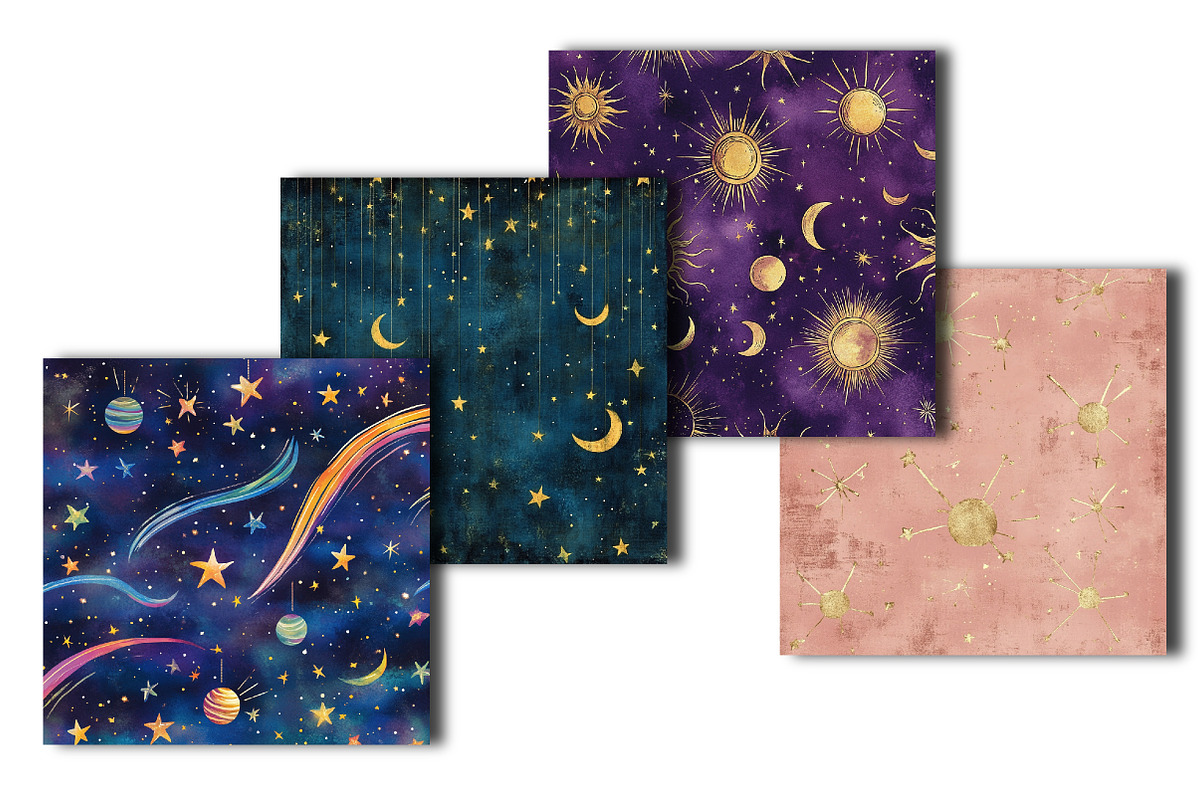 Whimsical Celestial Digital Paper, an Illustration by OK Design (Photo 2 of 3)